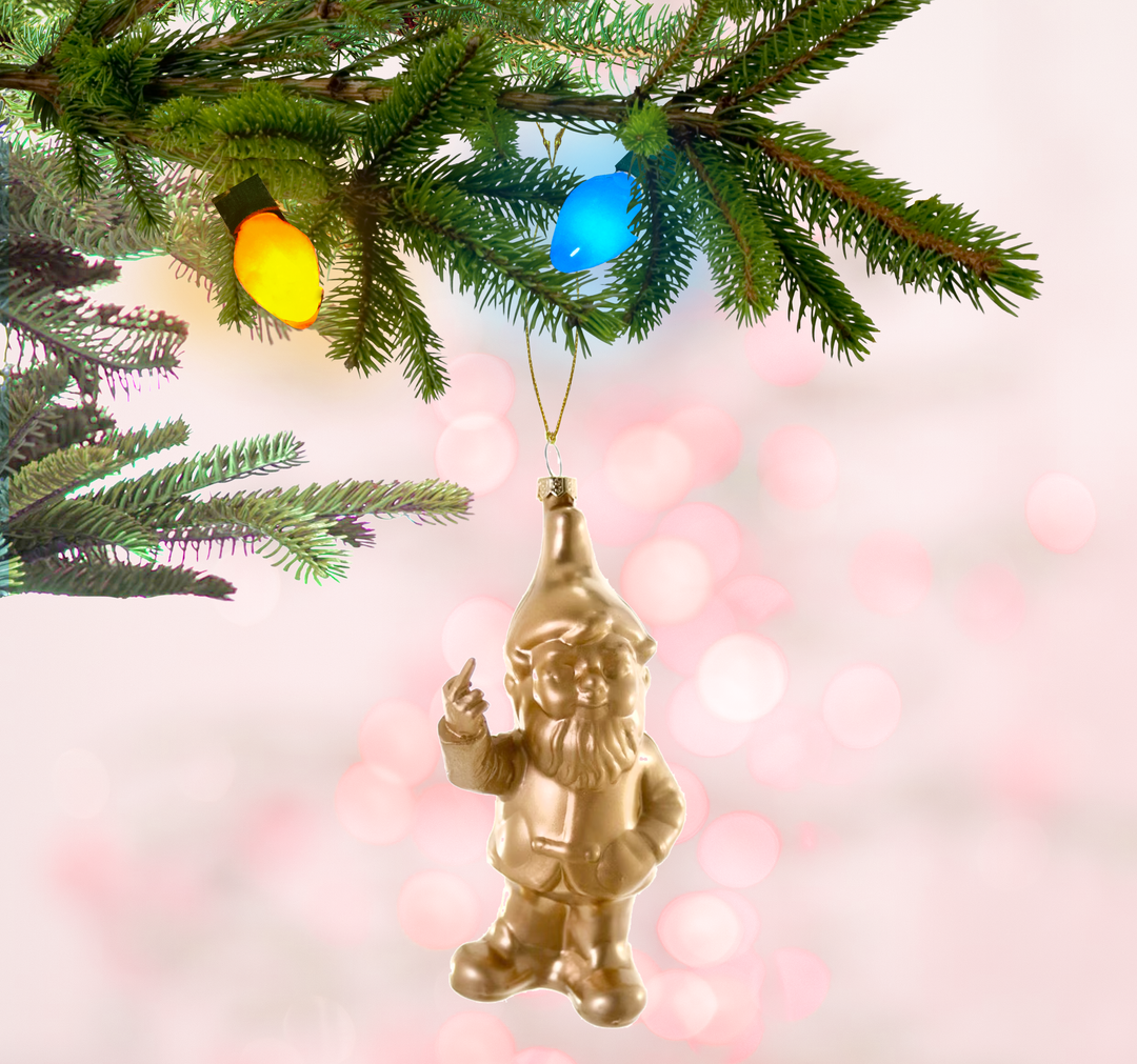 Naughty Gnome-Gold Ornament