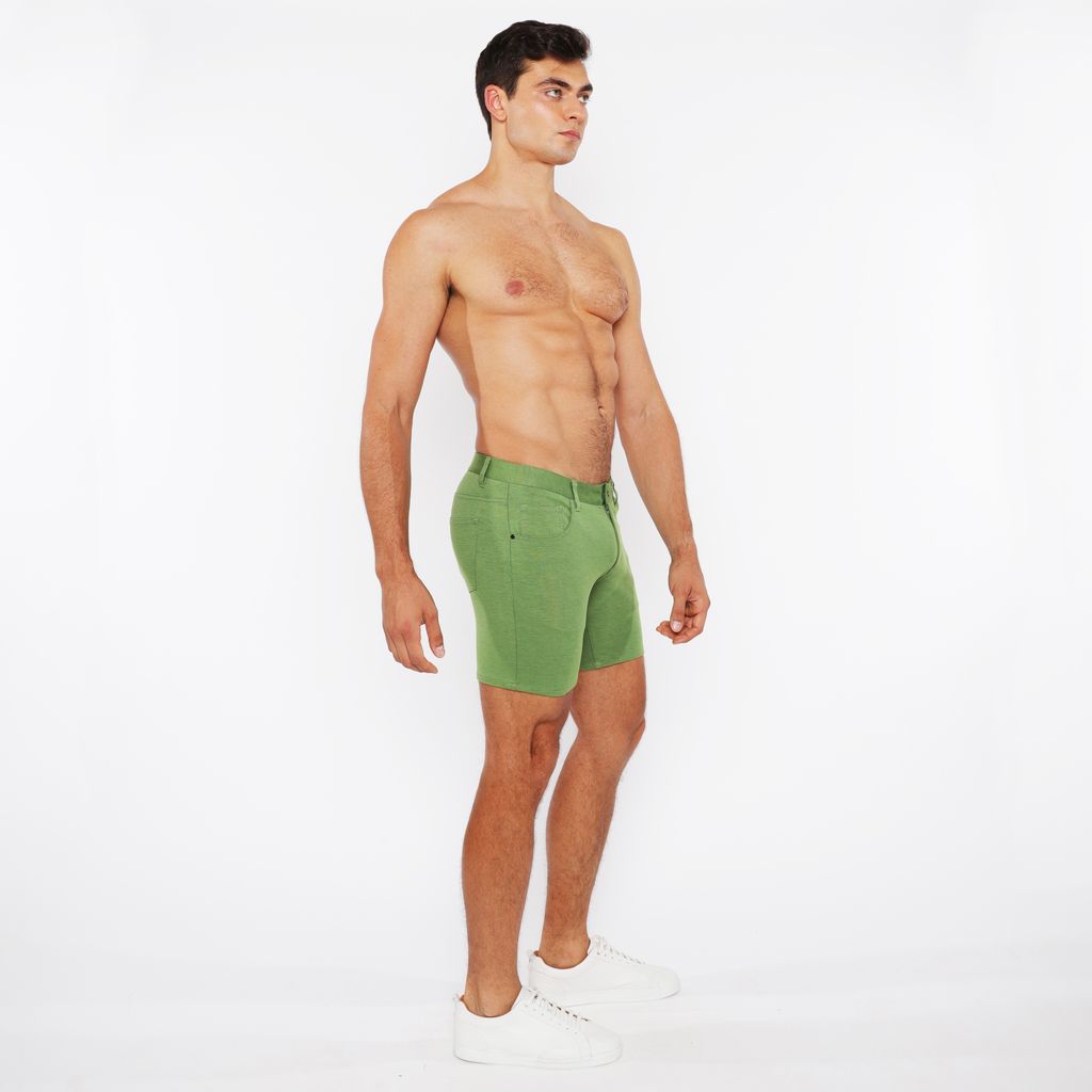 Pea Shoot 5" Inseam Solid Stretch Knit Jeans Shorts St-1932