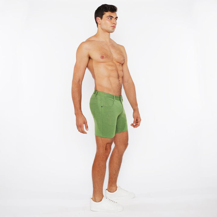 Pea Shoot 5" Inseam Solid Stretch Knit Jeans Shorts St-1932