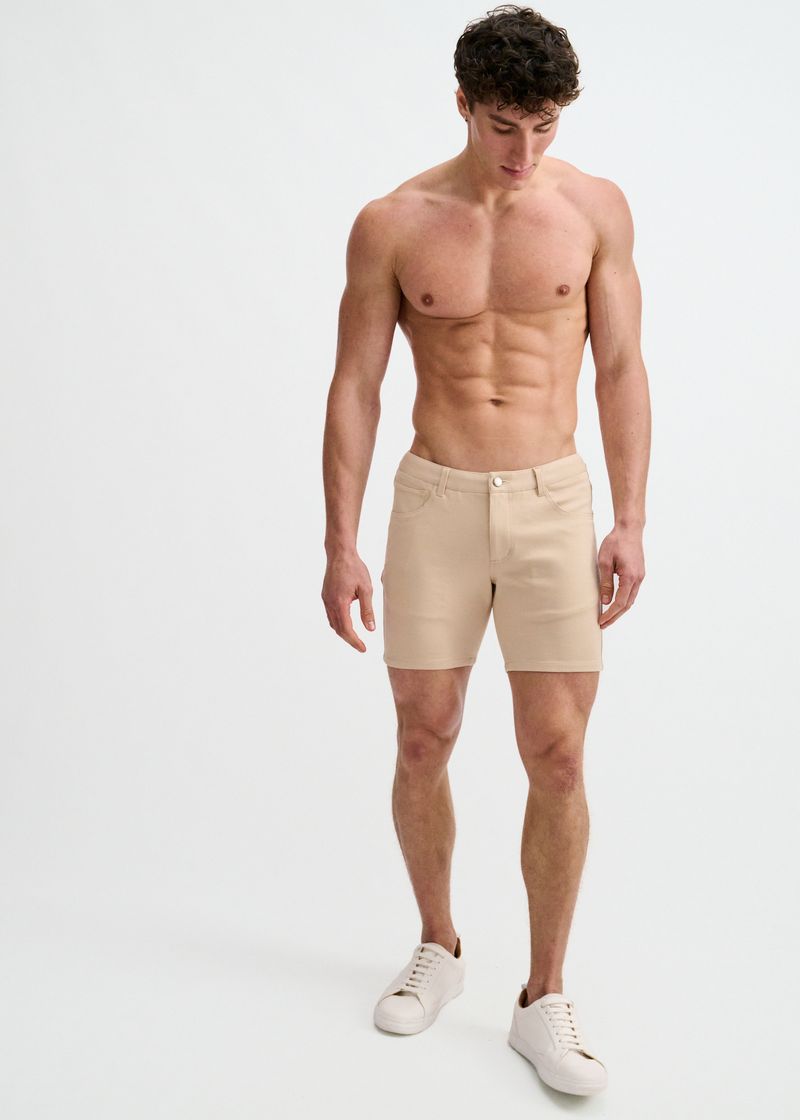 5" Inseam Solid Stretch Knit Jeans Short - Crust