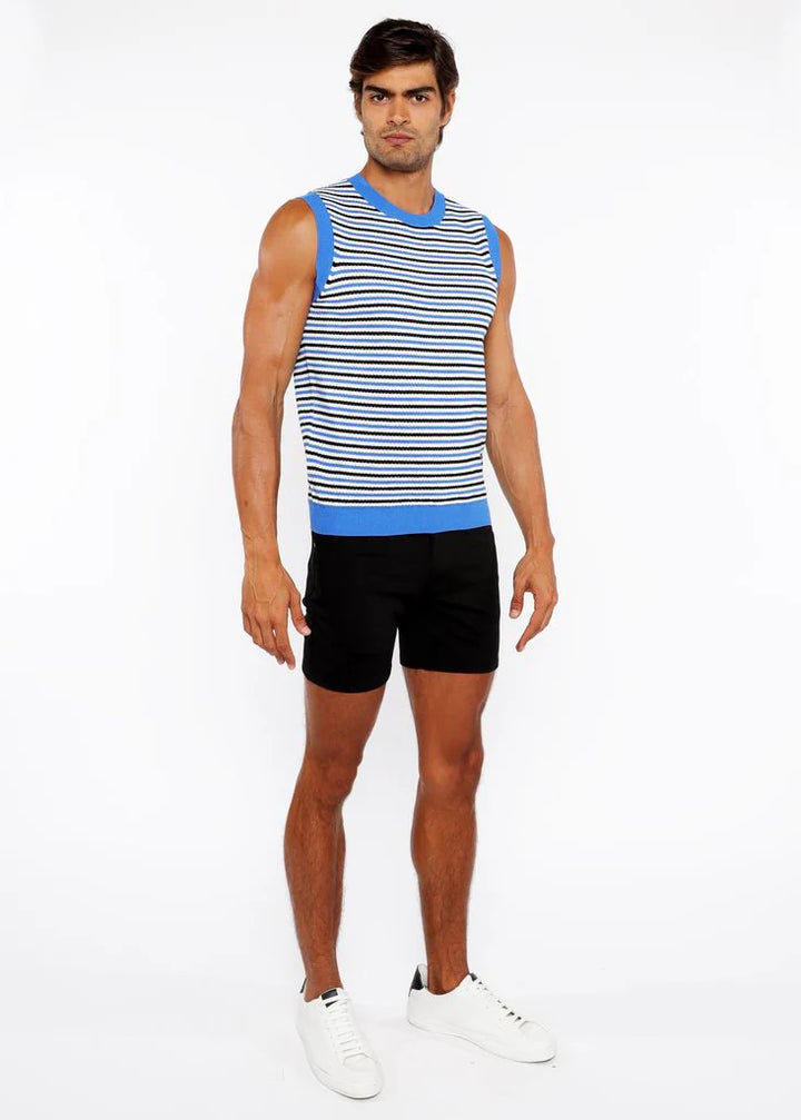 Azure/Midnight Stripe Open Knit Vest St-24302
