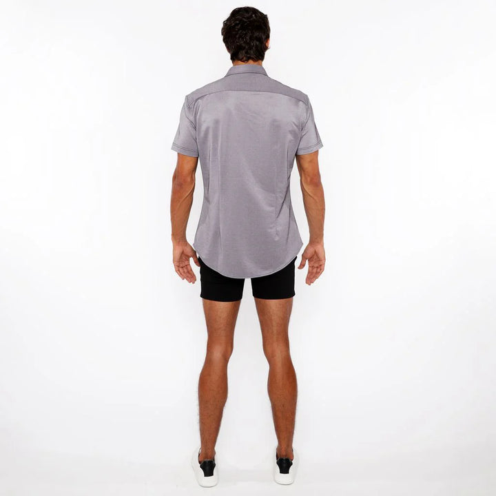 Raisin Solid Stretch Jersey Knit Short Sleeve Shirt W/Contrast Placket St-963-04