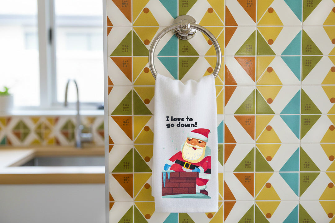 I Love To Go Down Tea Towel