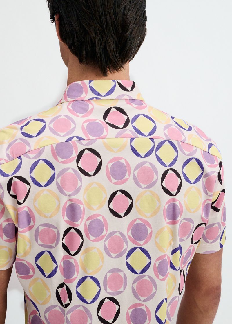 Thistle/Petal Dots Printed Cotton Knit Jersey Short Sleeve Shirt St-9366