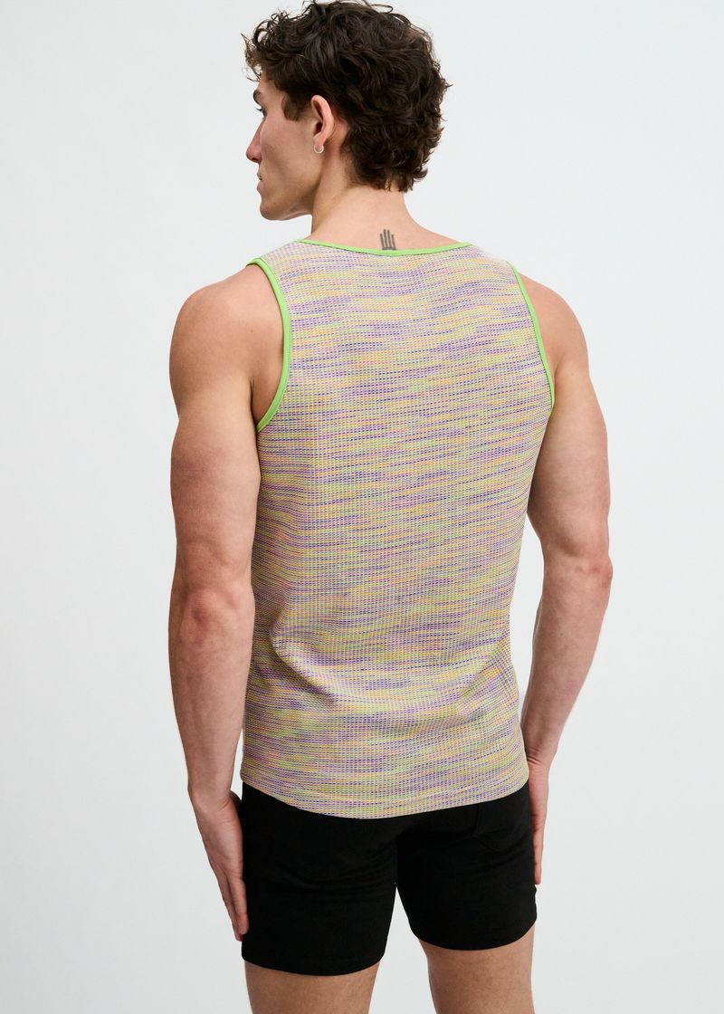 Grass Space Dye Textured Stretch Knit Tank St-11142