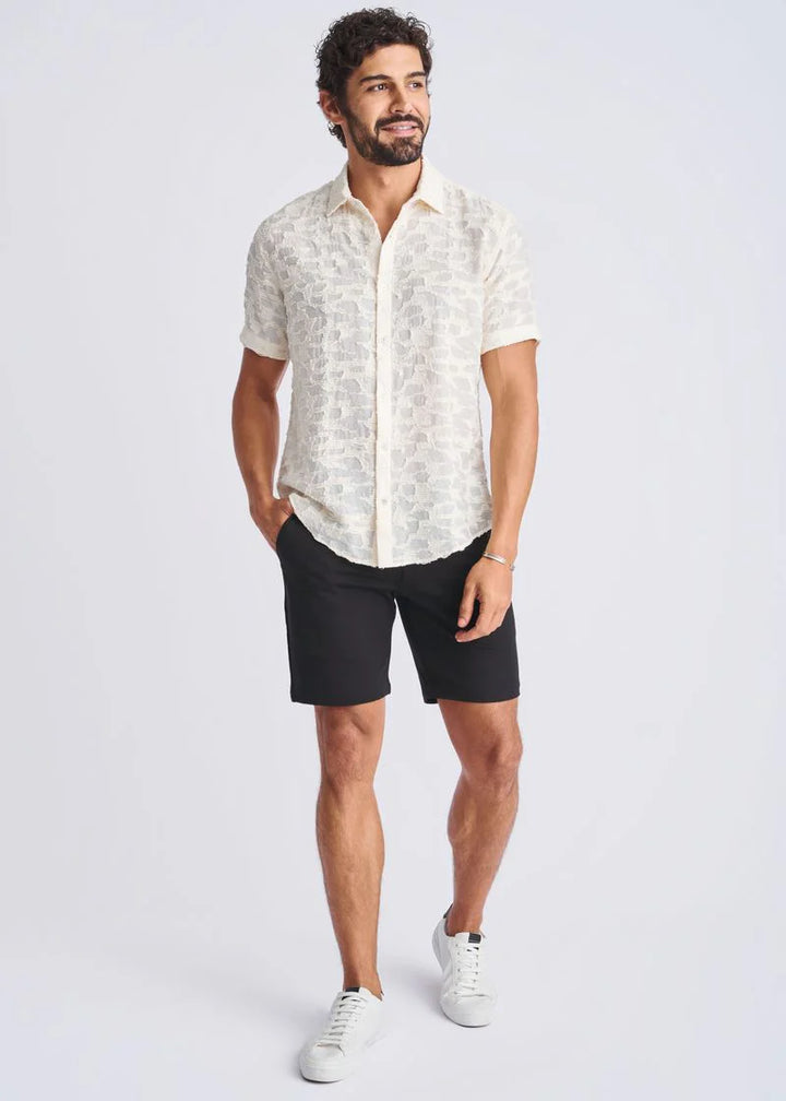 Cream Lightweight Jacquard Short Sleeve Shirt PM-51002