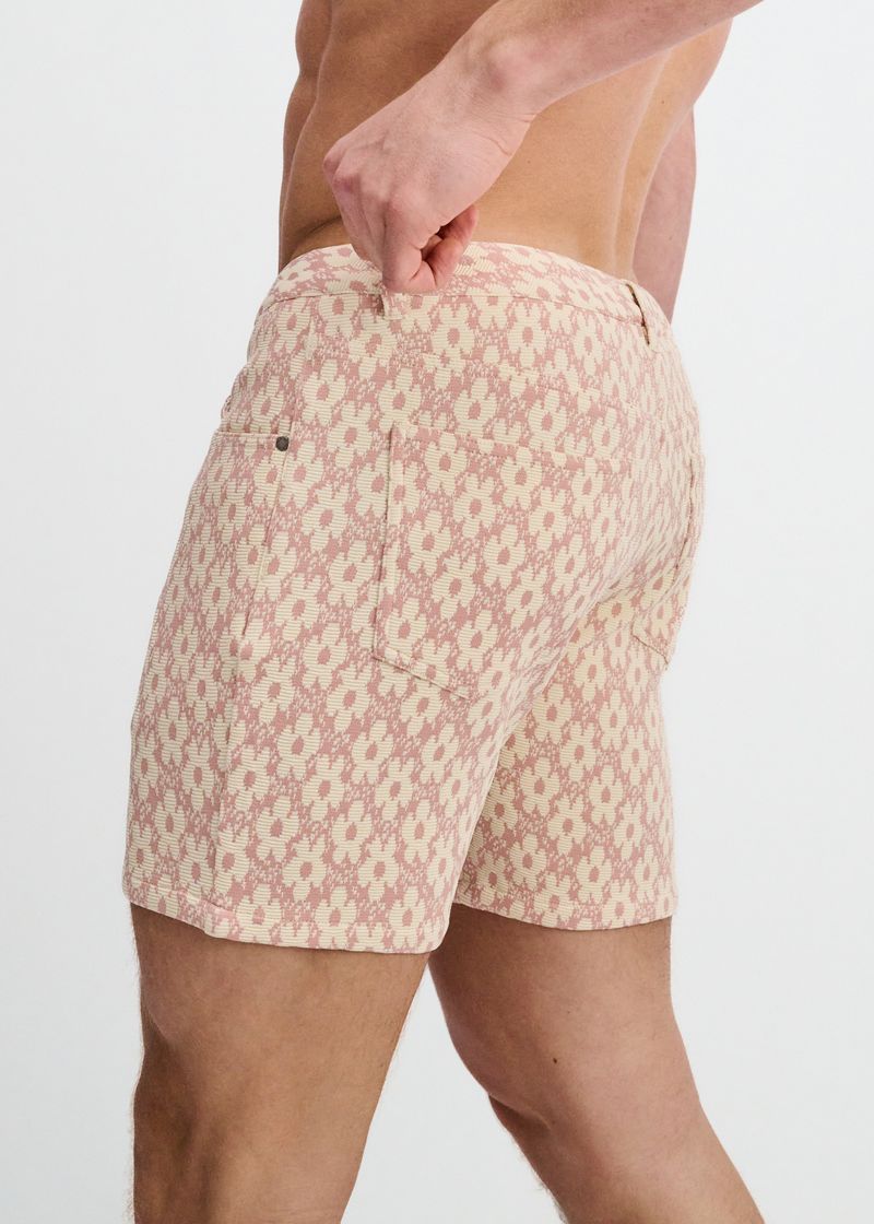 Pinky Floral 5" Inseam Jacquard Stretch Knit Jeans Short St-1932-109