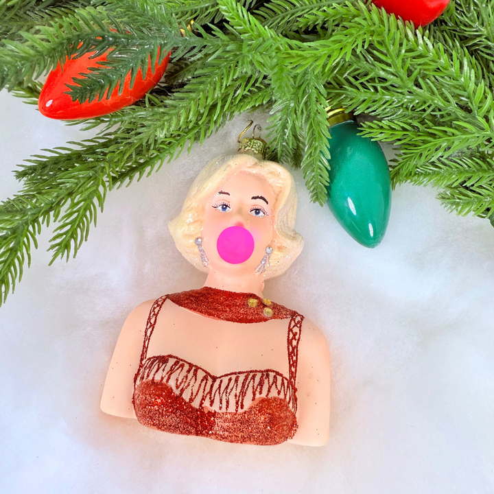 Marilyn Blowing Bubble Ornament
