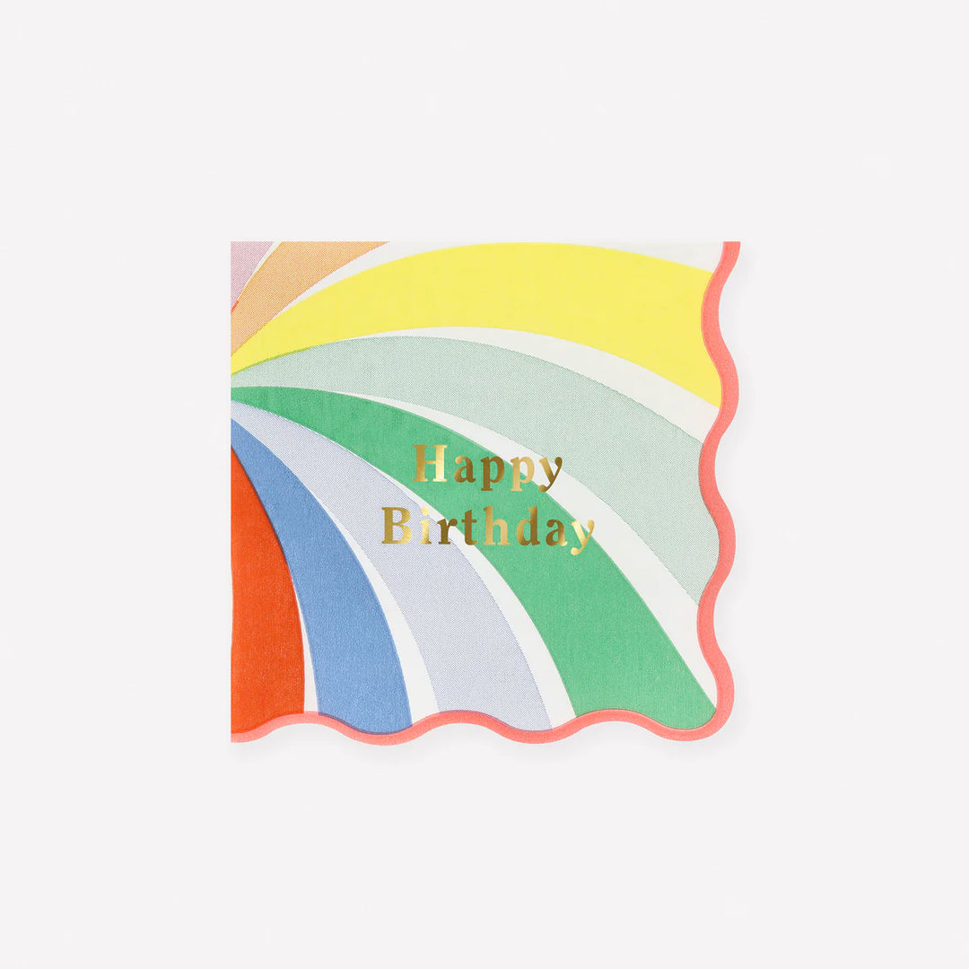 Rainbow Swirl Happy Birthday Small Napkins (X 16)