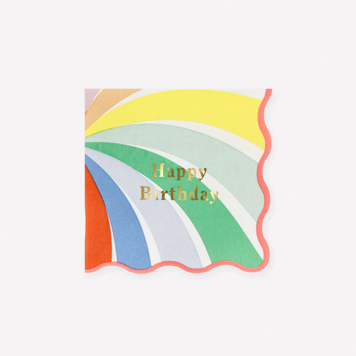 Rainbow Swirl Happy Birthday Small Napkins (X 16)