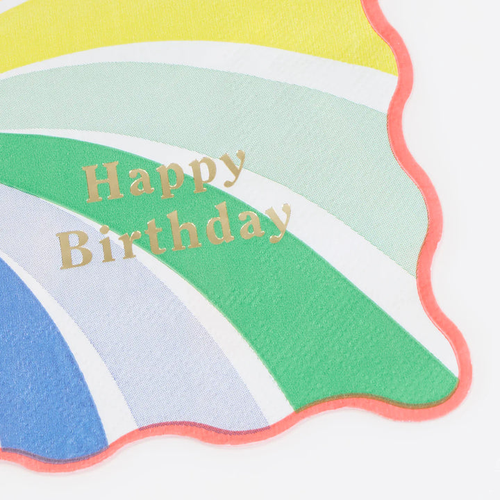 Rainbow Swirl Happy Birthday Small Napkins (X 16)