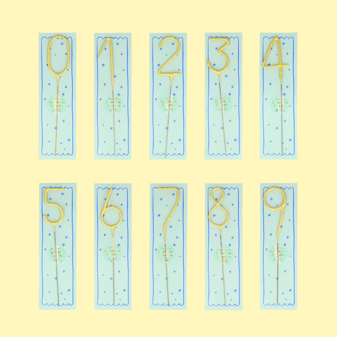 Gold Sparkler Candles Numbers 0-9