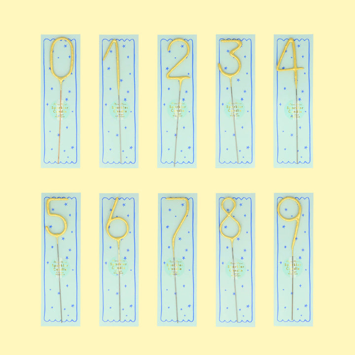 Gold Sparkler Candles Numbers 0-9