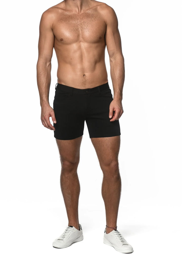 Black 5" Inseam Stretch Knit Jeans Shorts St-1932