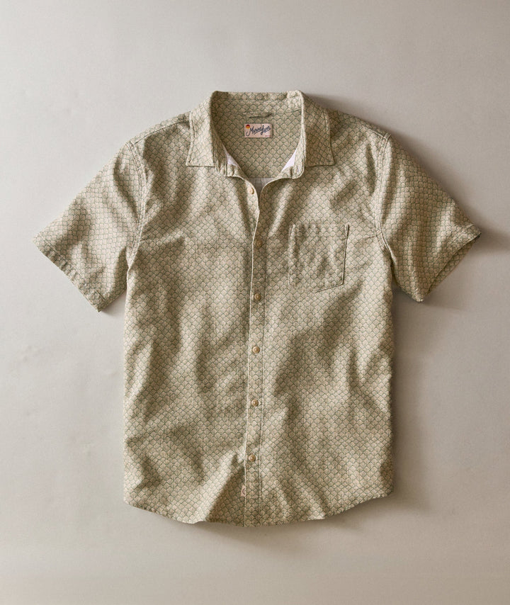 Classic Stretch Selvage Shirt Sage Shell Print