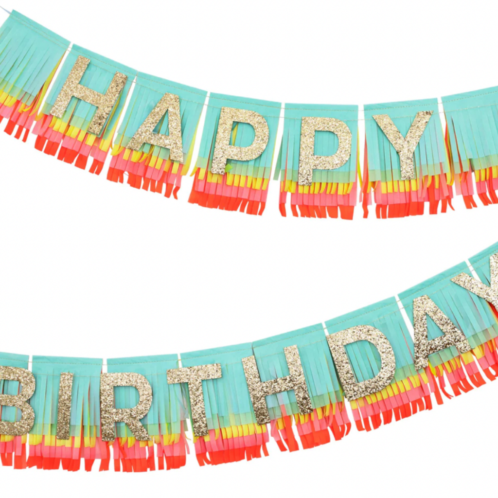 Rainbow Happy Birthday Fringe Garland