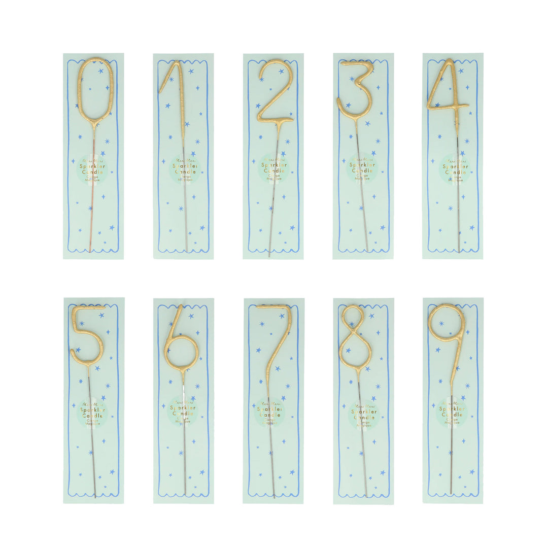 Gold Sparkler Candles Numbers 0-9