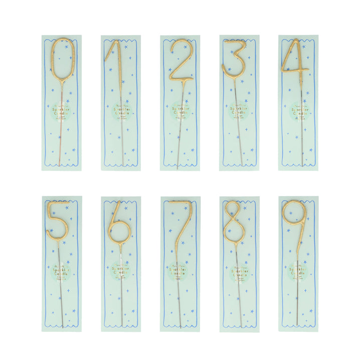 Gold Sparkler Candles Numbers 0-9