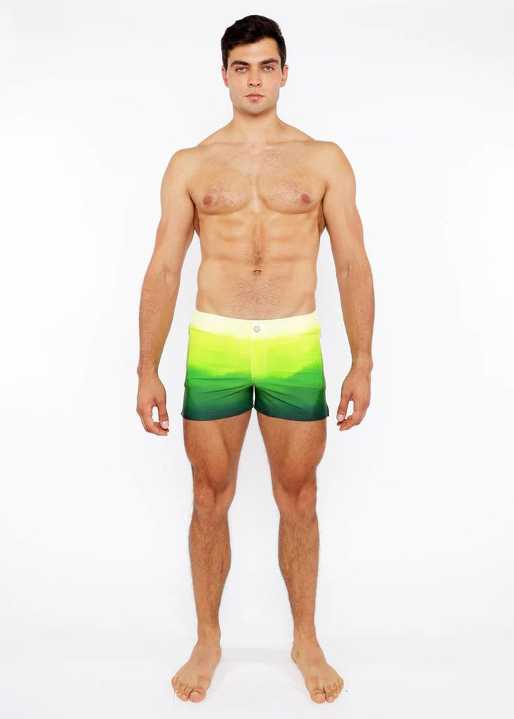 Green Gradient Printed Swim Short W/Mesh Brief Lining St-8024-05
