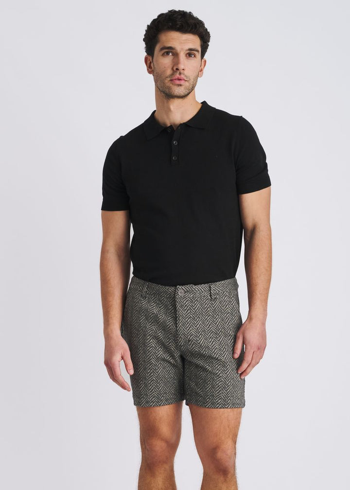 Herringbone Jacquard 6" Inseam Stretch Knit Chino Shorts