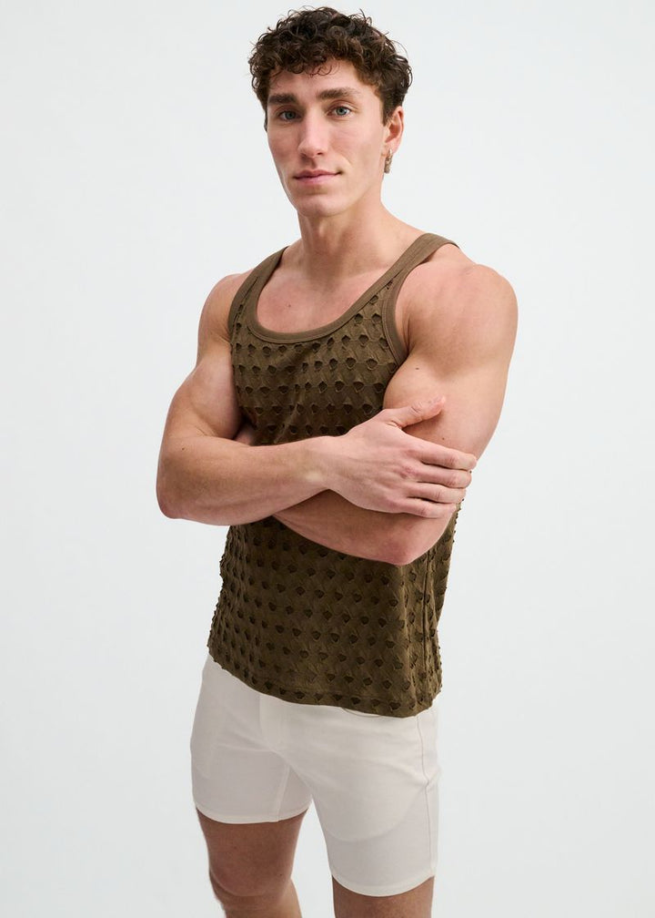 Infantry Stretch Ripped Knit Tank St-11141