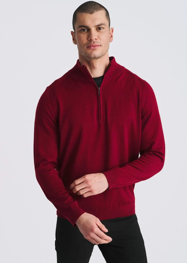 Quarter Zip Wool Blend Knit Cardigan