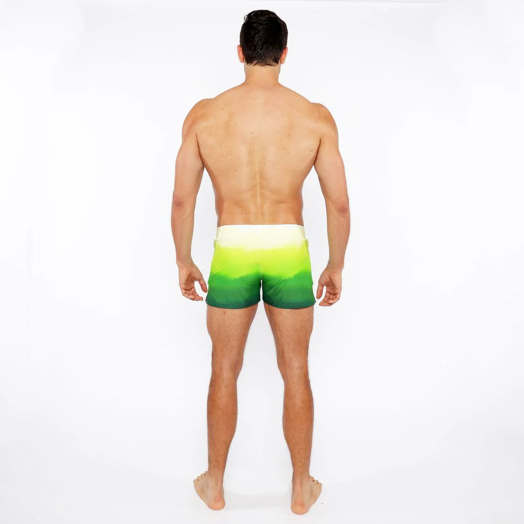 Green Gradient Printed Swim Short W/Mesh Brief Lining St-8024-05