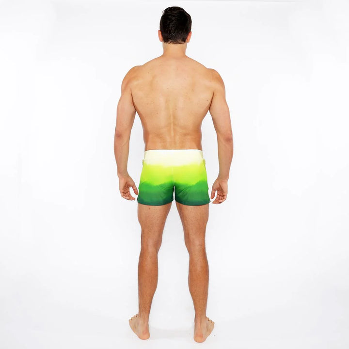 Green Gradient Printed Swim Short W/Mesh Brief Lining St-8024-05