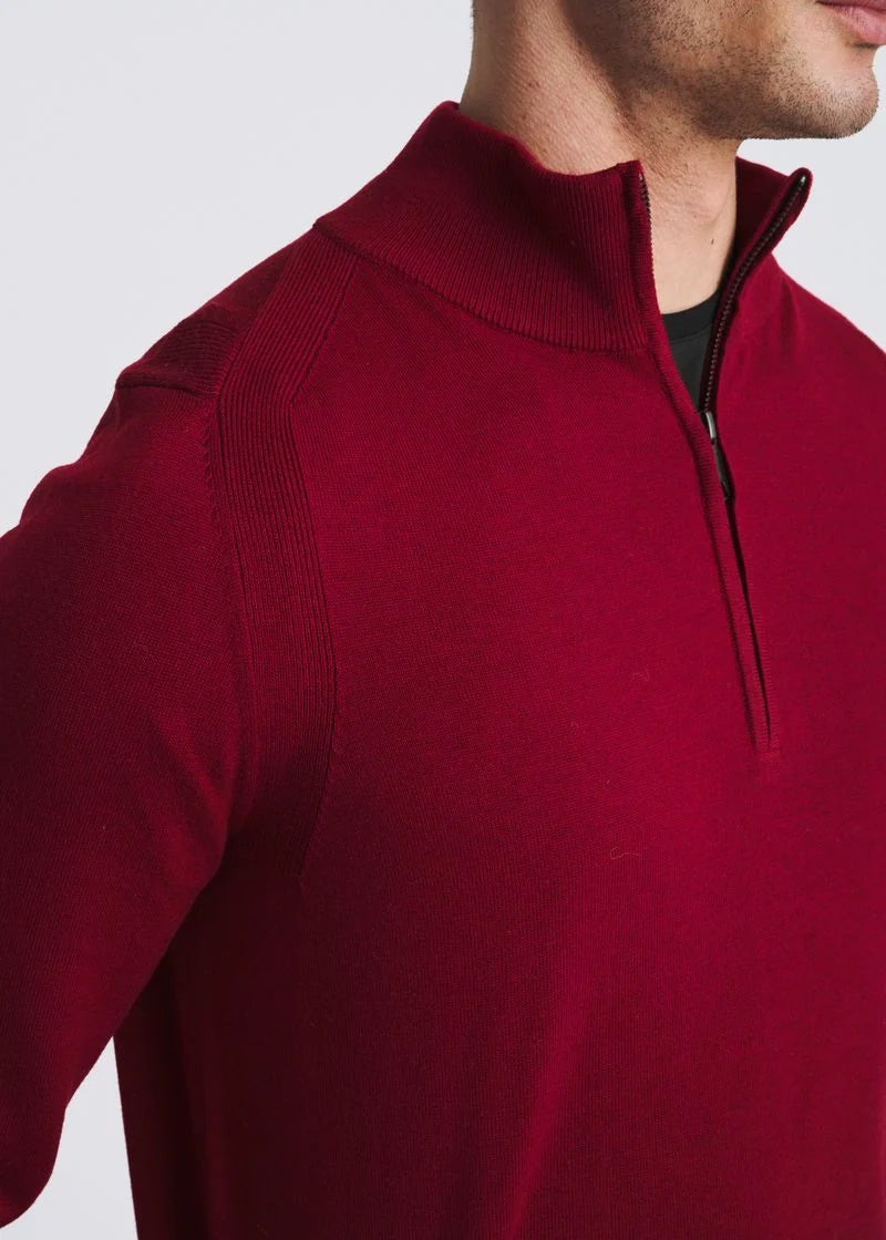 Quarter Zip Wool Blend Knit Cardigan