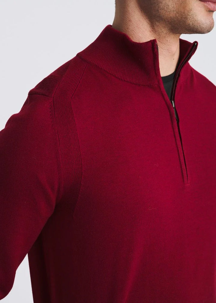 Quarter Zip Wool Blend Knit Cardigan