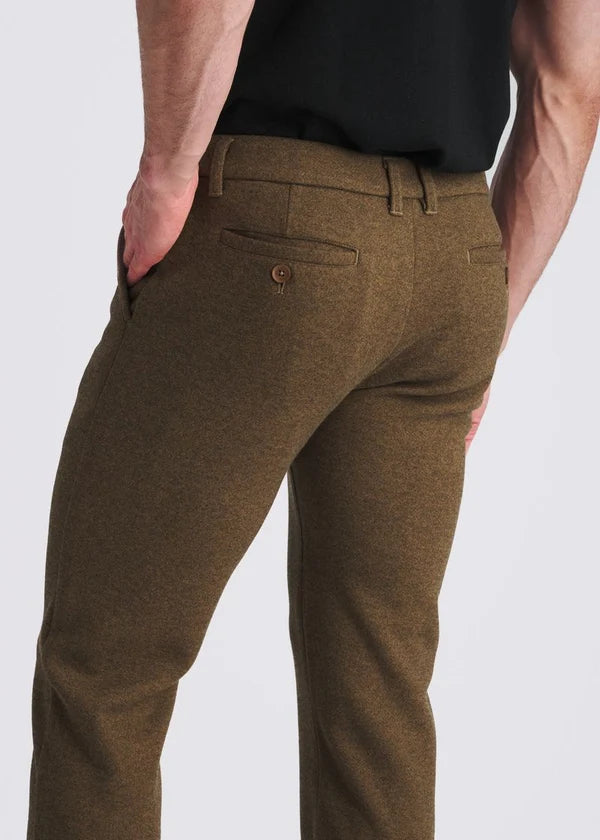 Wool-Look Stretch Knit Tailored Pants