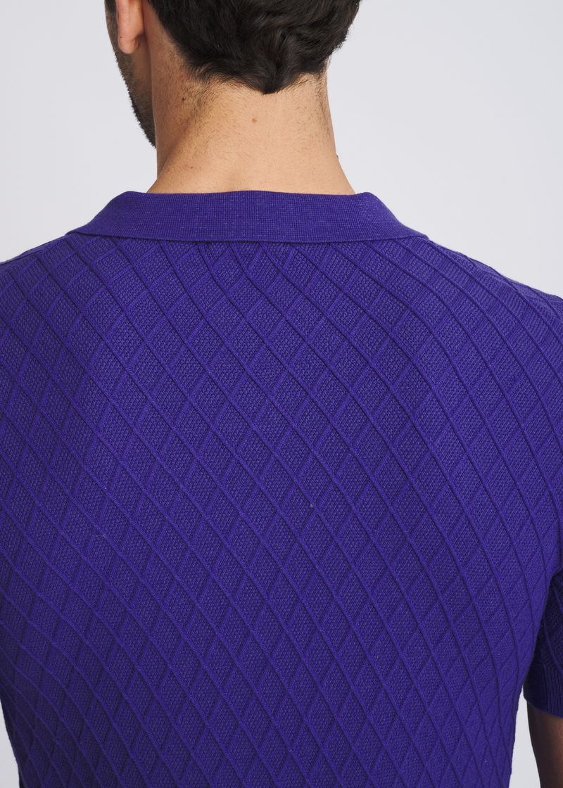 Textured Diamond Johnny Collar Knit Shirt