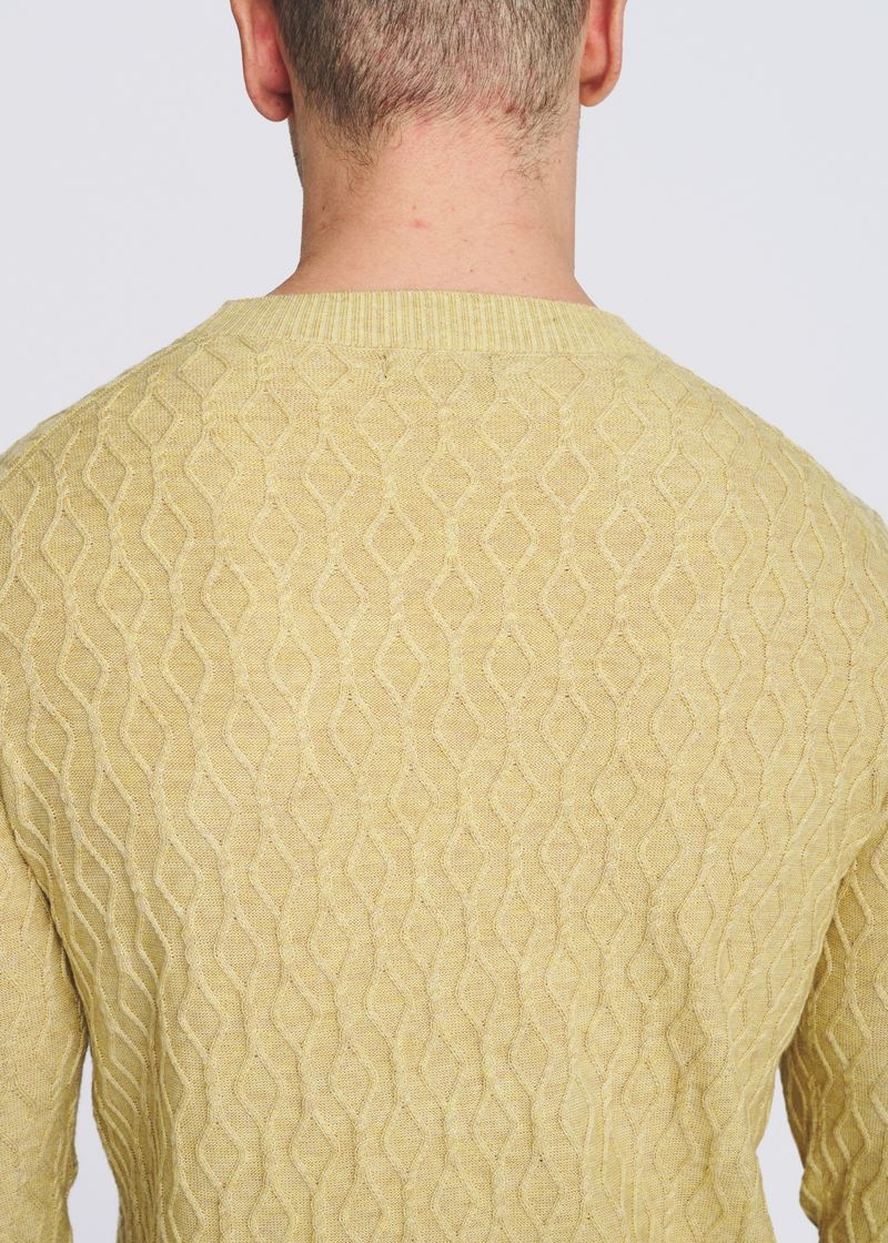 Cable Knit Crew Neck Wool Blend Sweater