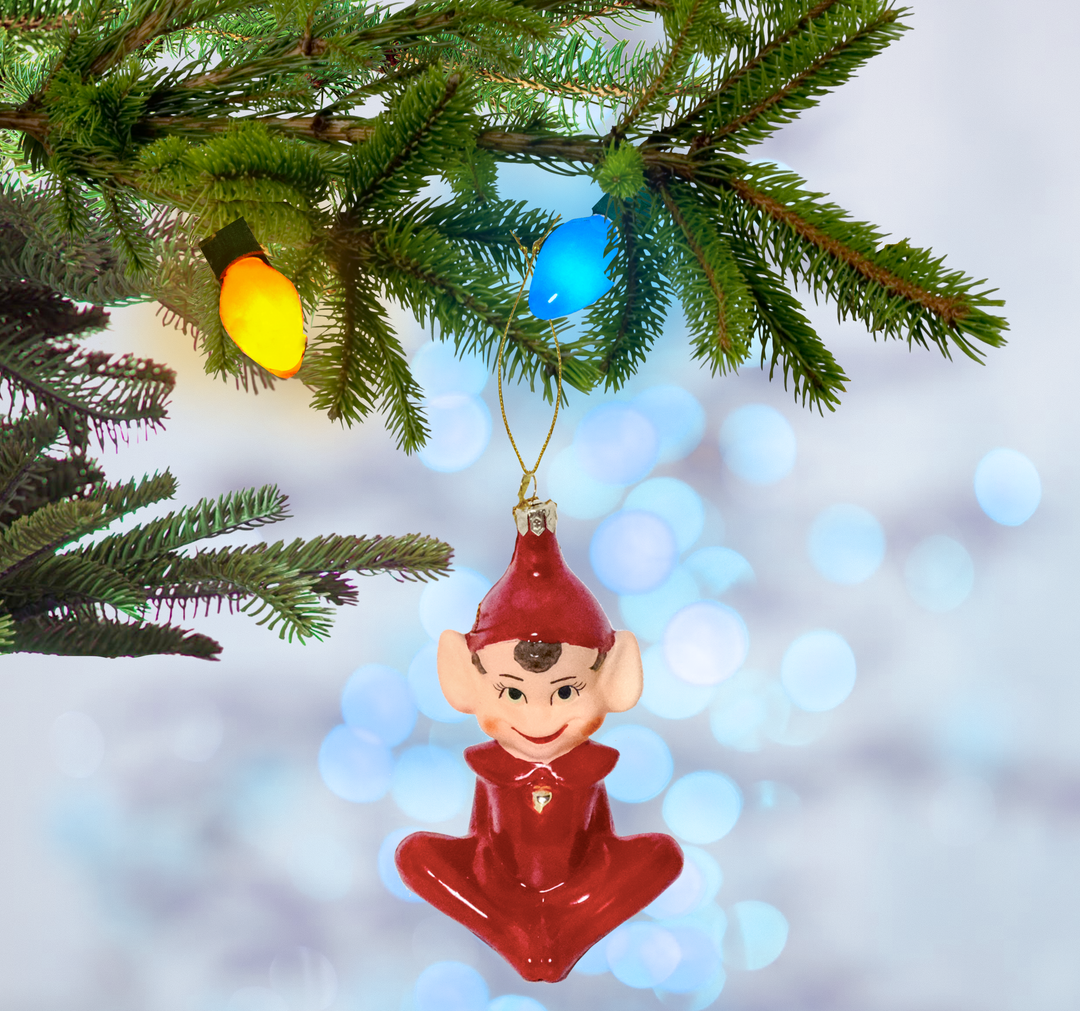 Retro Elf-Red Ornament