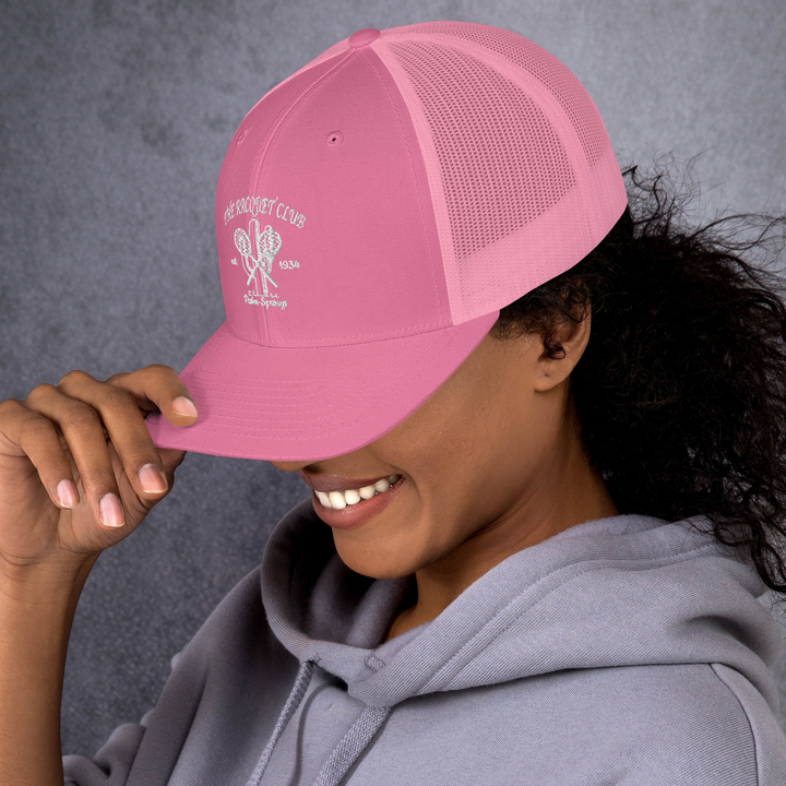 Racquet Club Logo Trucker Hat Pink