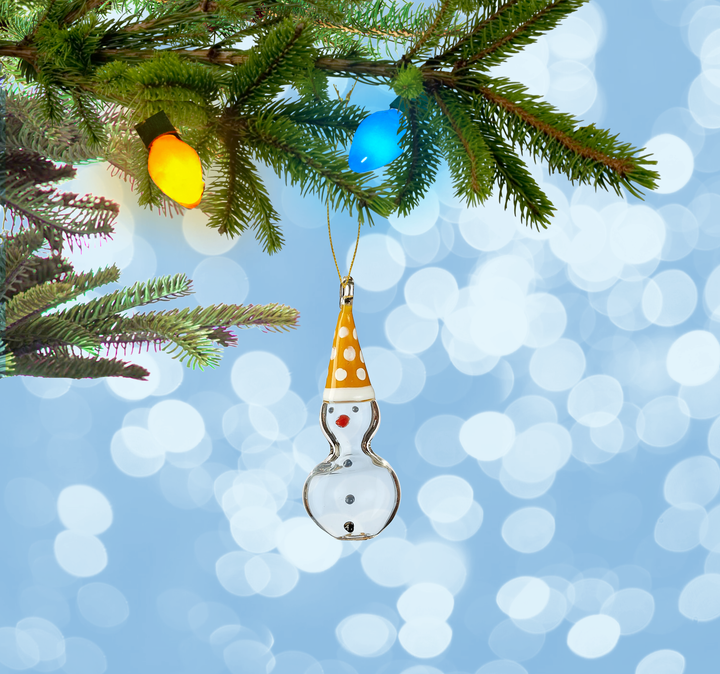 Handblown Snowman Glass Ornament