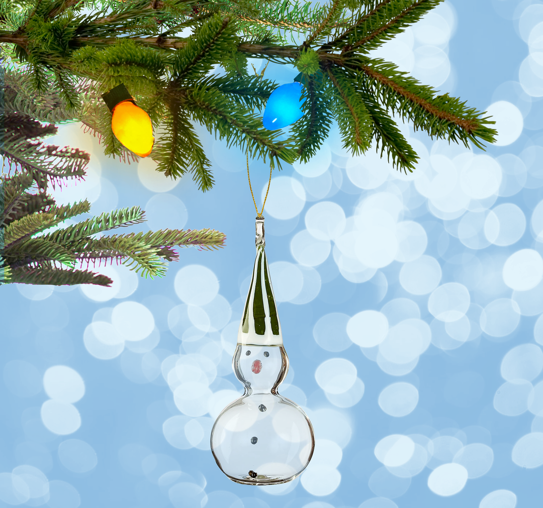 Handblown Snowman Glass Ornament
