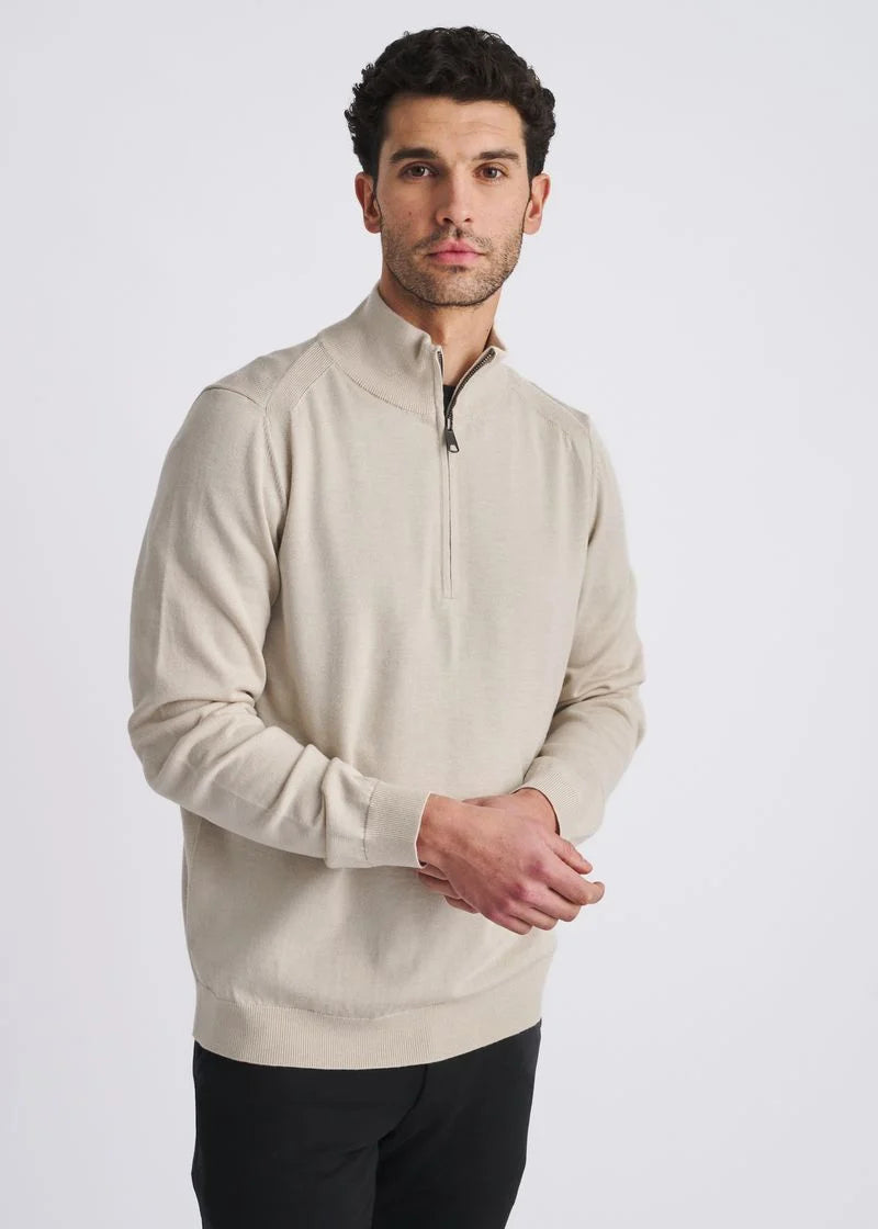 Quarter Zip Wool Blend Knit Cardigan