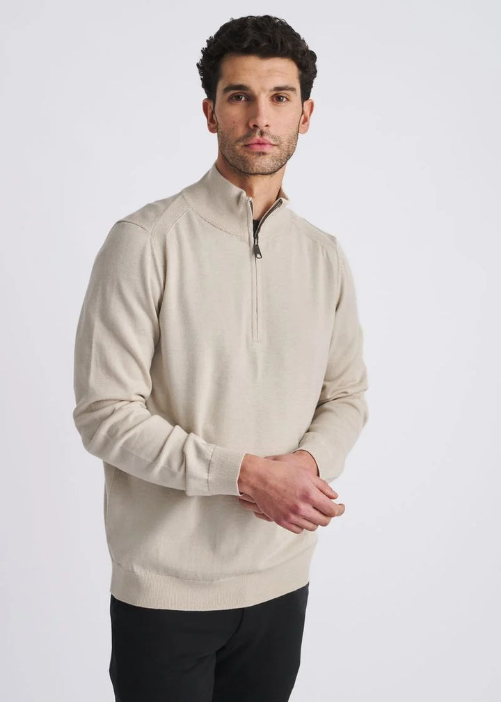 Quarter Zip Wool Blend Knit Cardigan
