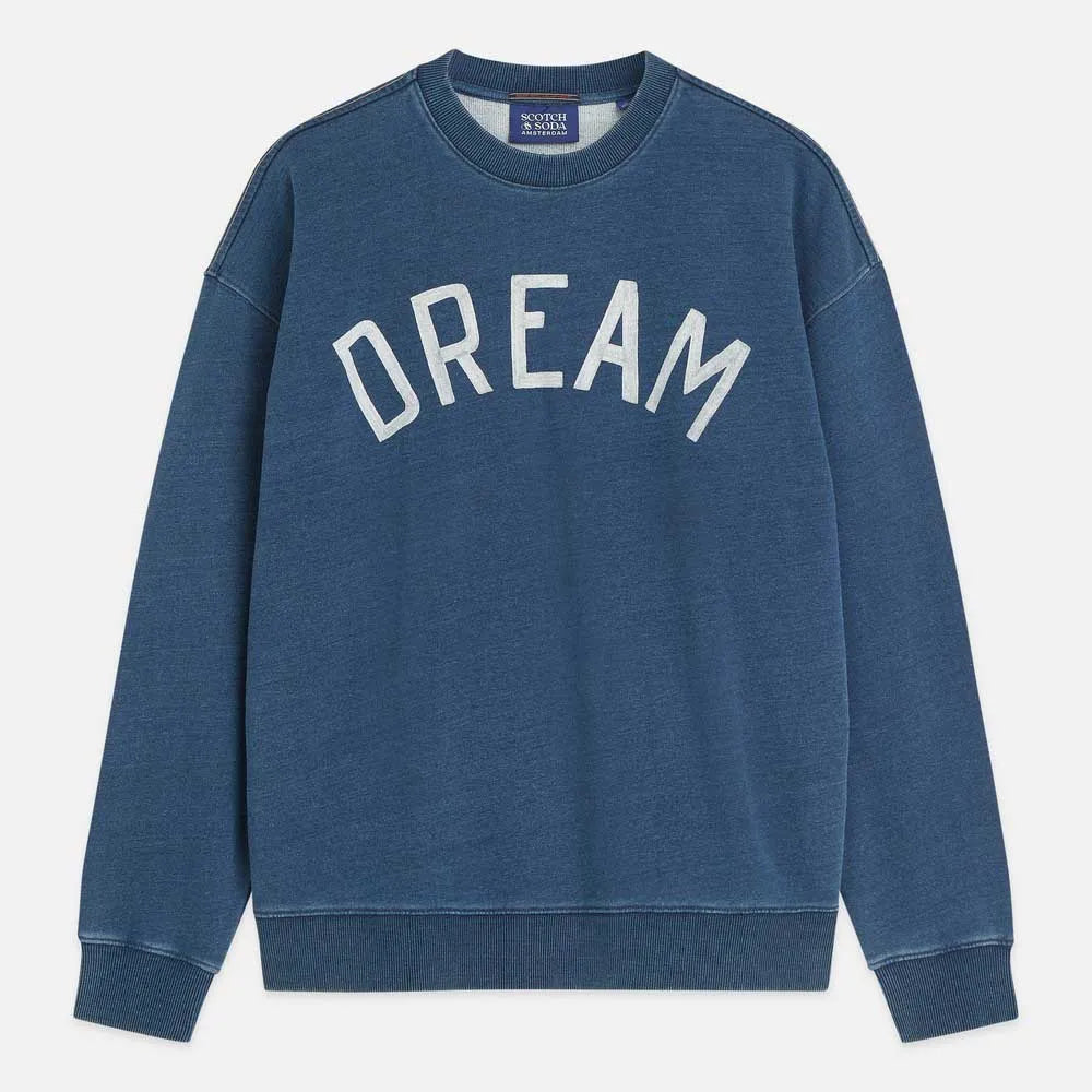 Front Artwork Indigo Washed Loose-Fit Sweatshirt Washed Indigo