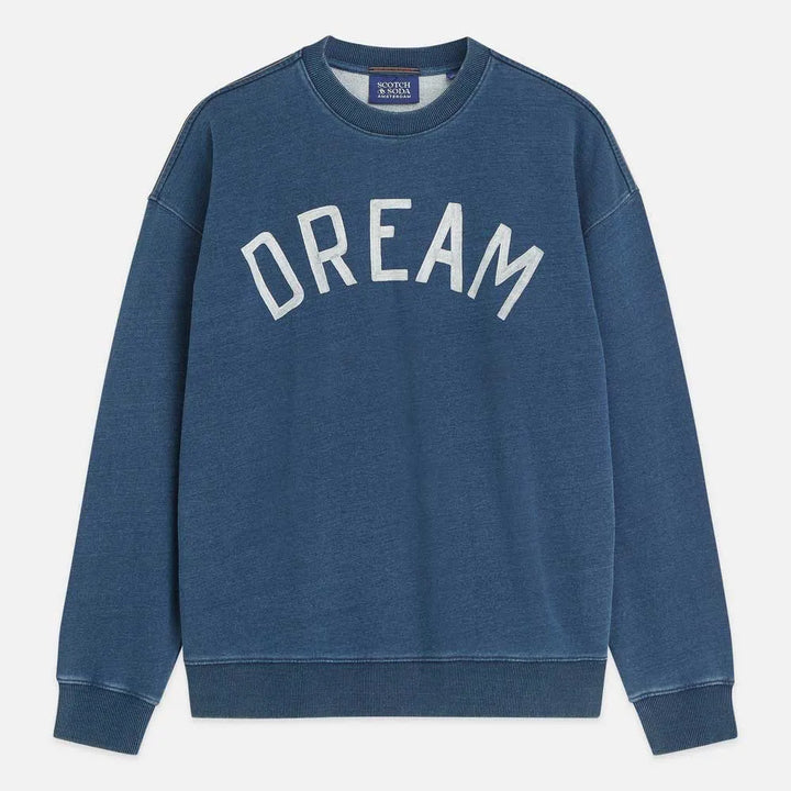 Front Artwork Indigo Washed Loose-Fit Sweatshirt Washed Indigo