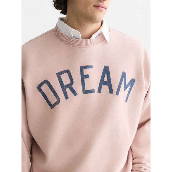 Front Artwork Washed Loose-Fit Sweatshirt Misty Rose