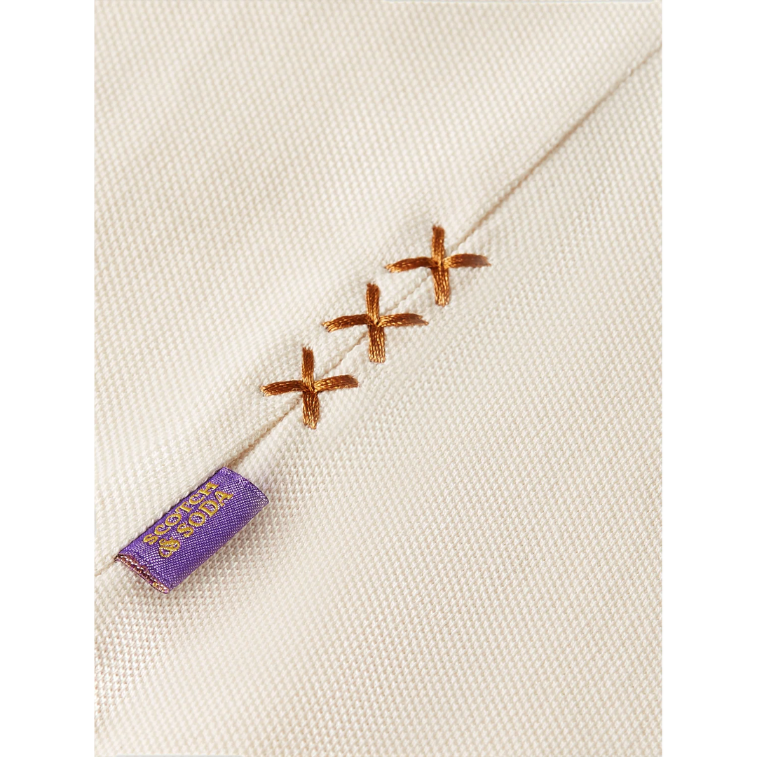 3 Crosses Pique Relaxed-Fit Garment-Dyed Polo Eggnog