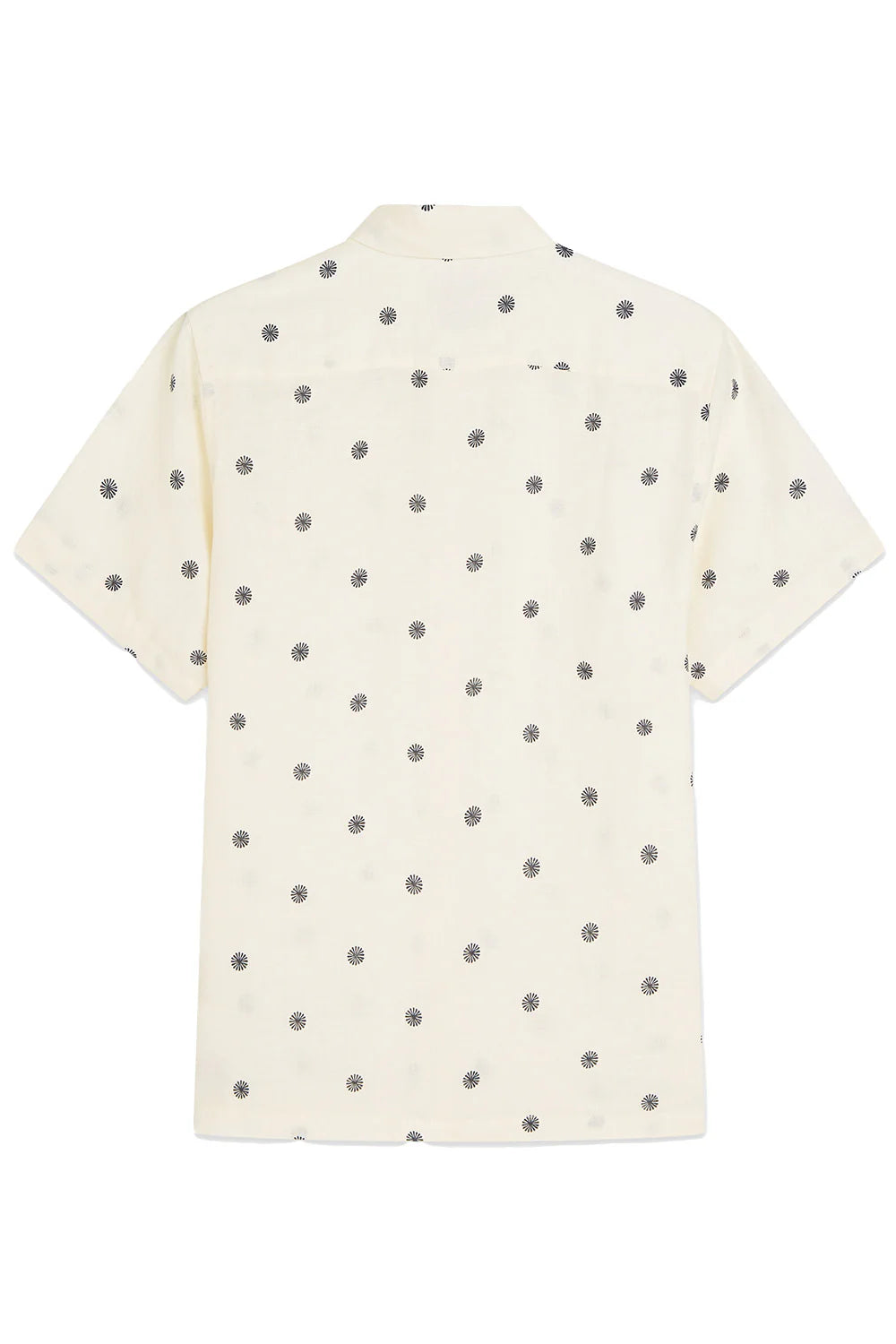 Linen Printed Regular-Fit Short-Sleeved Shirt Tiles Stars Eggnog