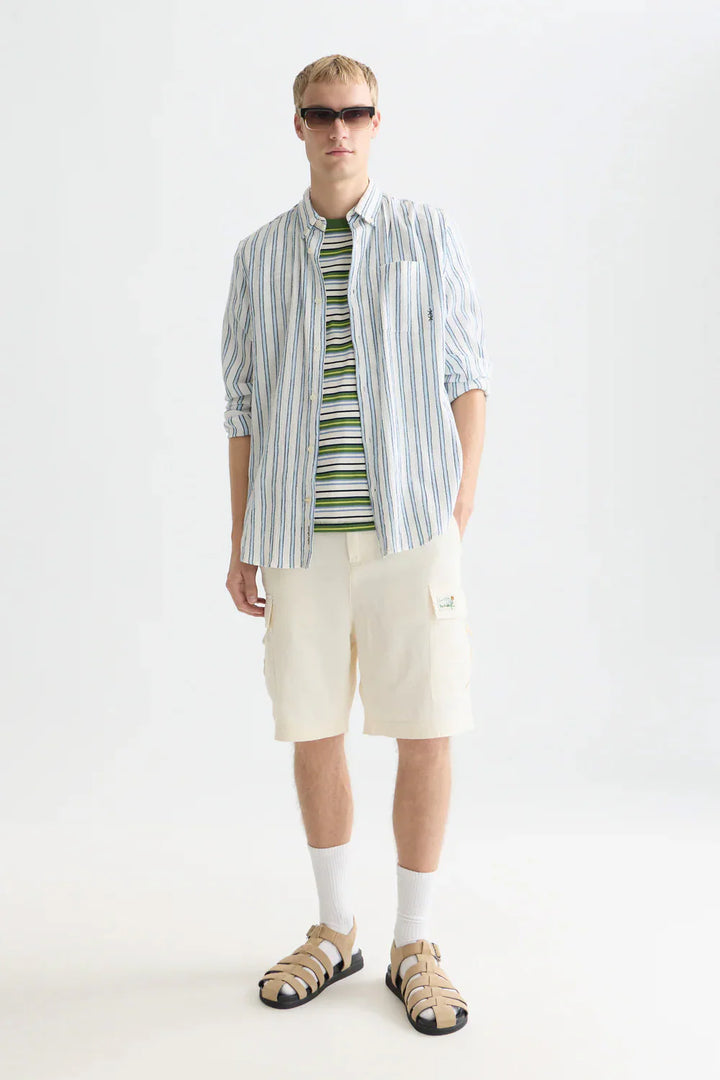 Striped Crinkle Structure Regular-Fit Shirt Windsurfer Stripe