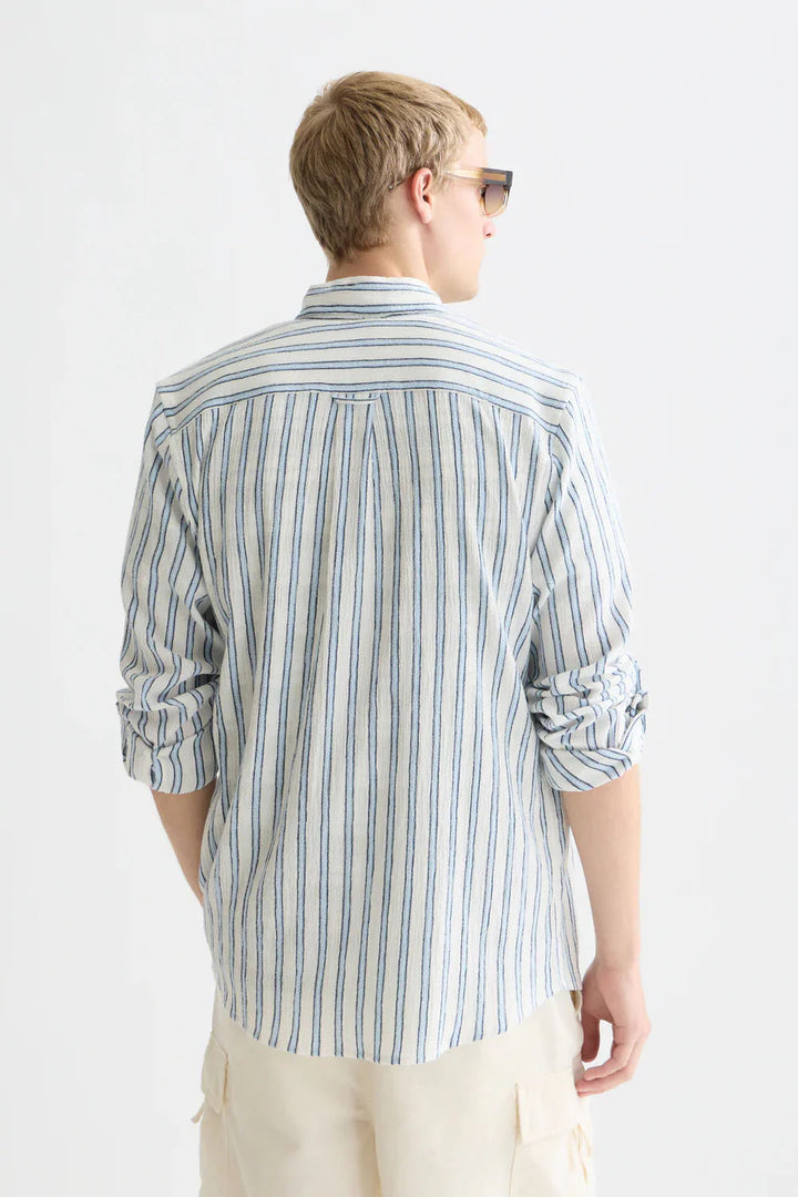 Striped Crinkle Structure Regular-Fit Shirt Windsurfer Stripe