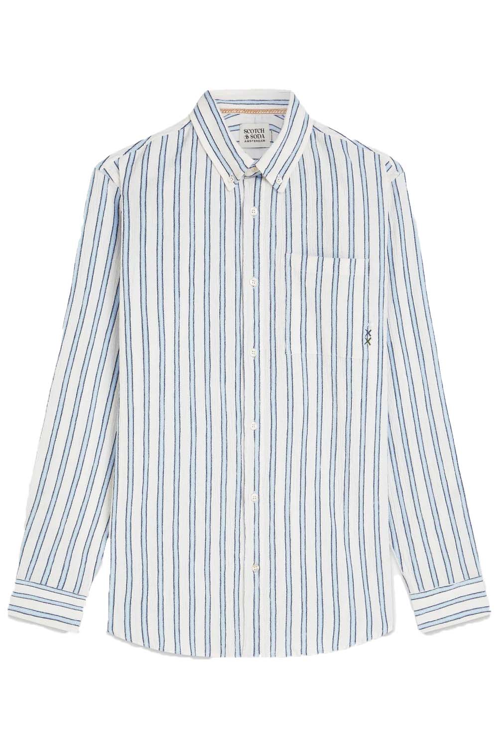 Striped Crinkle Structure Regular-Fit Shirt Windsurfer Stripe
