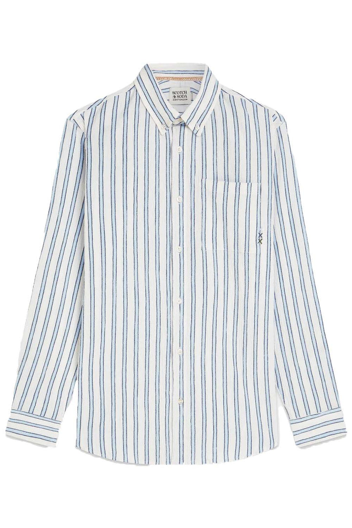 Striped Crinkle Structure Regular-Fit Shirt Windsurfer Stripe