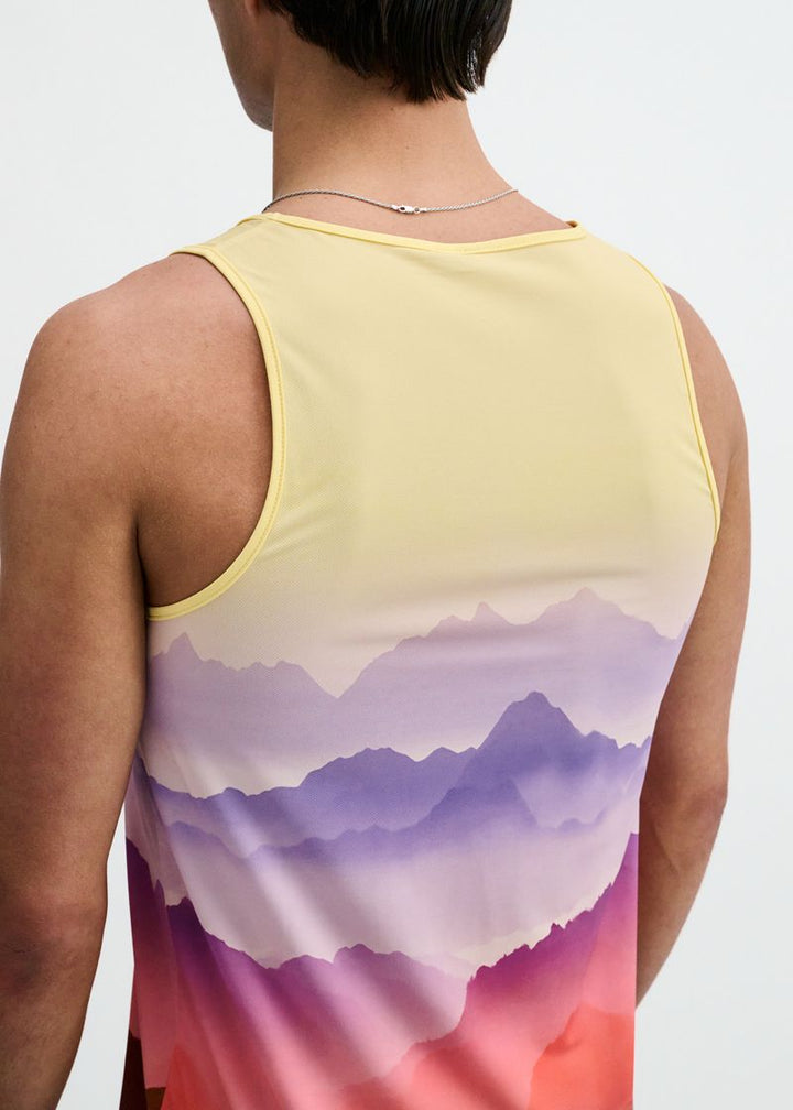 Purple/Gold Landscape Printed Stretch Mesh Tank St-11147