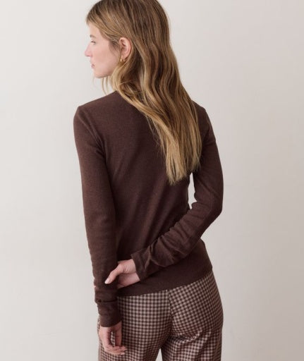 Mini Rib Long Sleeve Crew Tee Chocolate